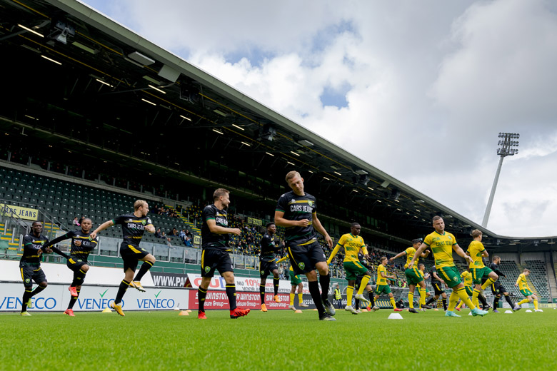 (L-R) *Aaron Meijers* of ADO Den Haag, *Boy Kemper* of ADO Den Haag 